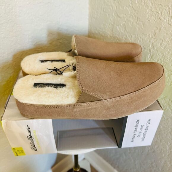 EDDIE BAUER Faux Fur Lined Slippers, Women's Size 12 (XL), Natural‎ Tan, NWT - Picture 4 of 15